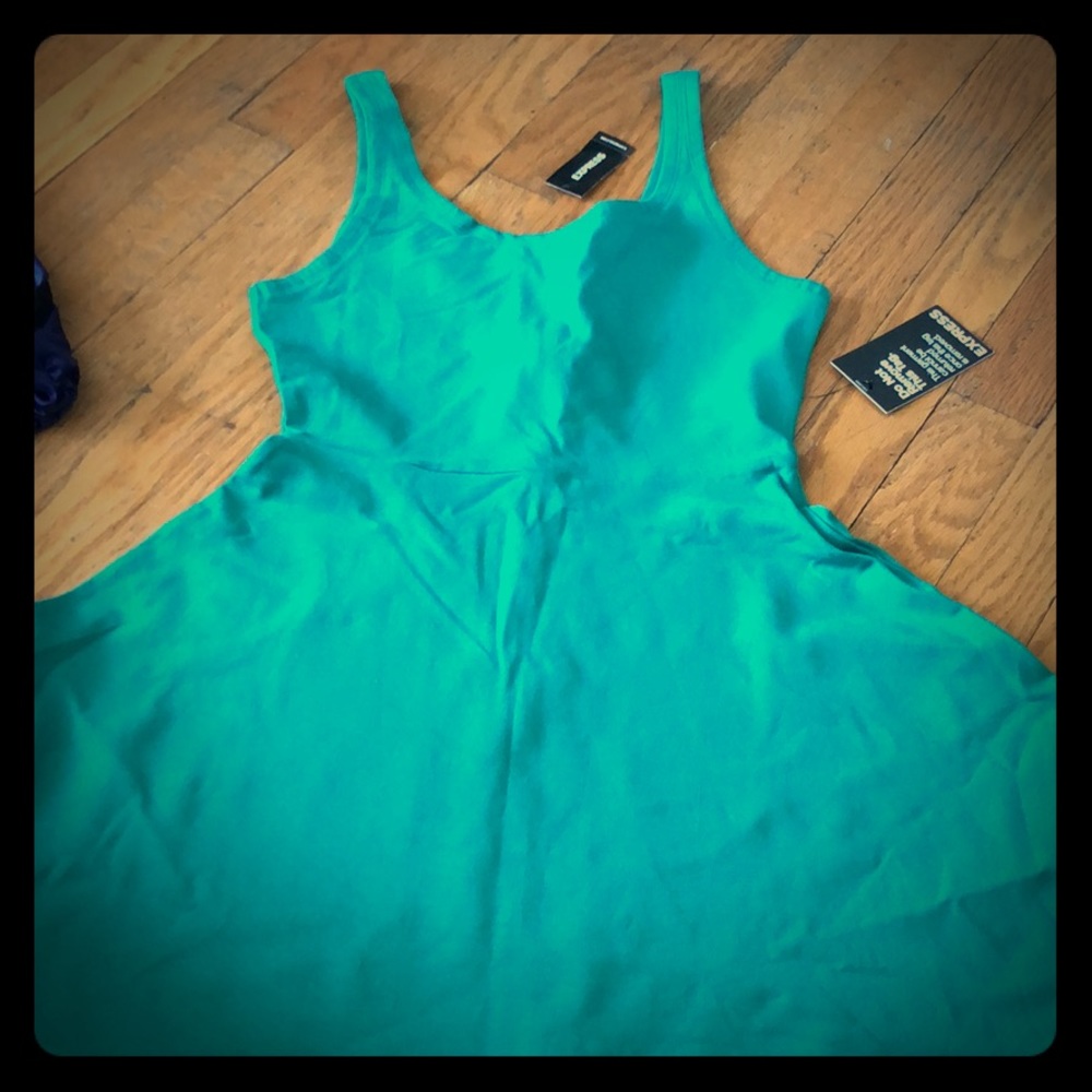 Express green/ teal soft skater dress